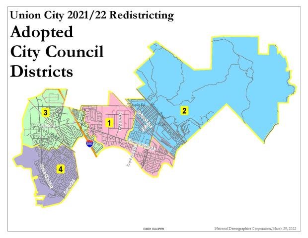 City Council districts for Union City