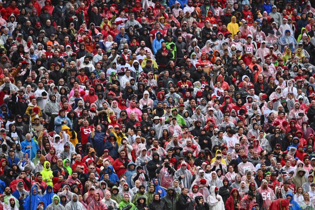 Football fans stand during the playing of the national anthem before their NFC wild-card playoff game at Levi's Stadium in Santa Clara, Calif., on Saturday, Jan. 14, 2023. (Jose Carlos Fajardo/Bay Area News Group)