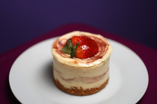 Strawberry cheesecake at the Crumble and Whisk patisserie in Oakland, run by chef Charles Farrier.