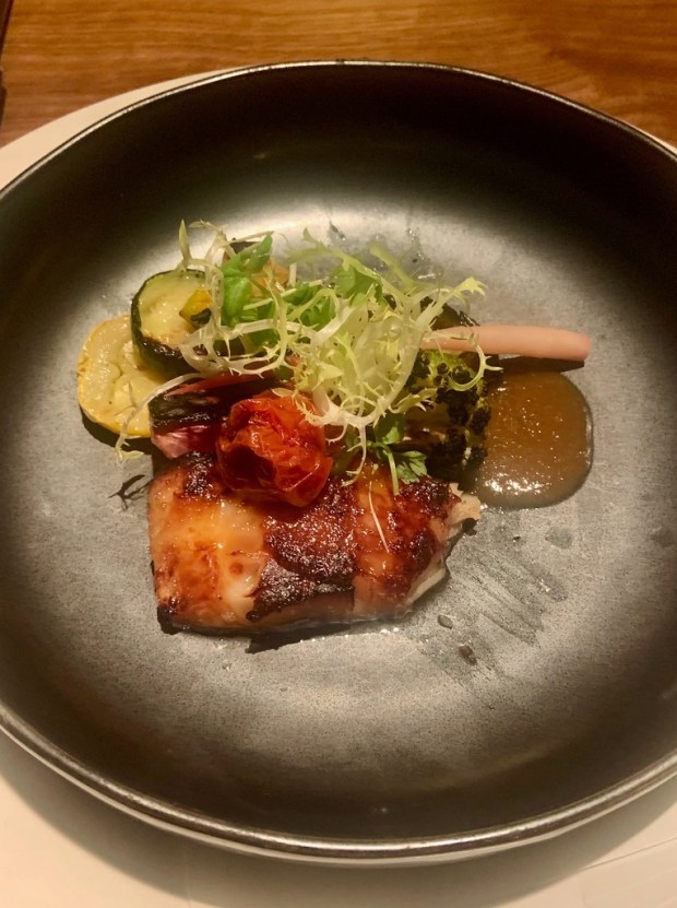 Black cod with miso and hajikami (picked ginger) is just one of the dinner delights at Sensei by Nobu. Celebrity chef Nobu Matsuhisa co-owns restaurants at Larry Ellison's hotels in more than a dozen locales, including Lanai City and Palo Alto. (Courtesy Peter Delevett)