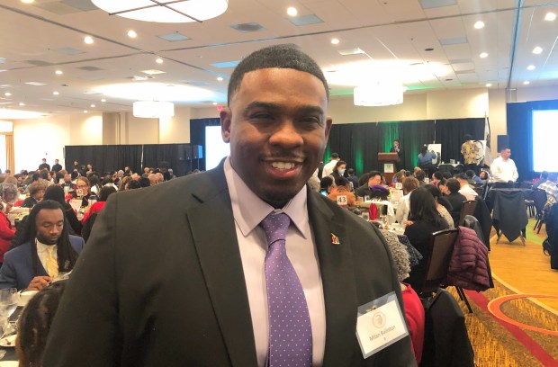 Milan Balinton, executive director of the African American Community Services Agency, was a speaker at the group's 43rd annual Dr. Martin Luther King Jr. Day luncheon at the Holiday Inn in San Jose on Monday, Jan. 16, 2023. (Sal Pizarro/Bay Area News Group)